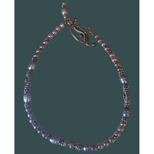 Mauve  15" Gray bracelet Silver Boho Toggle Closure goth punk bohemian